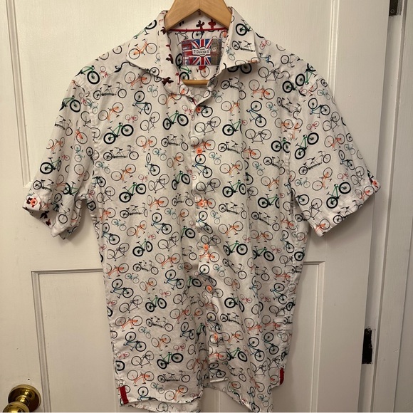 London 7 Downie St Other - 🔥 7 Downie St Bicycle Pattern Casual Shirt Lg/Xl